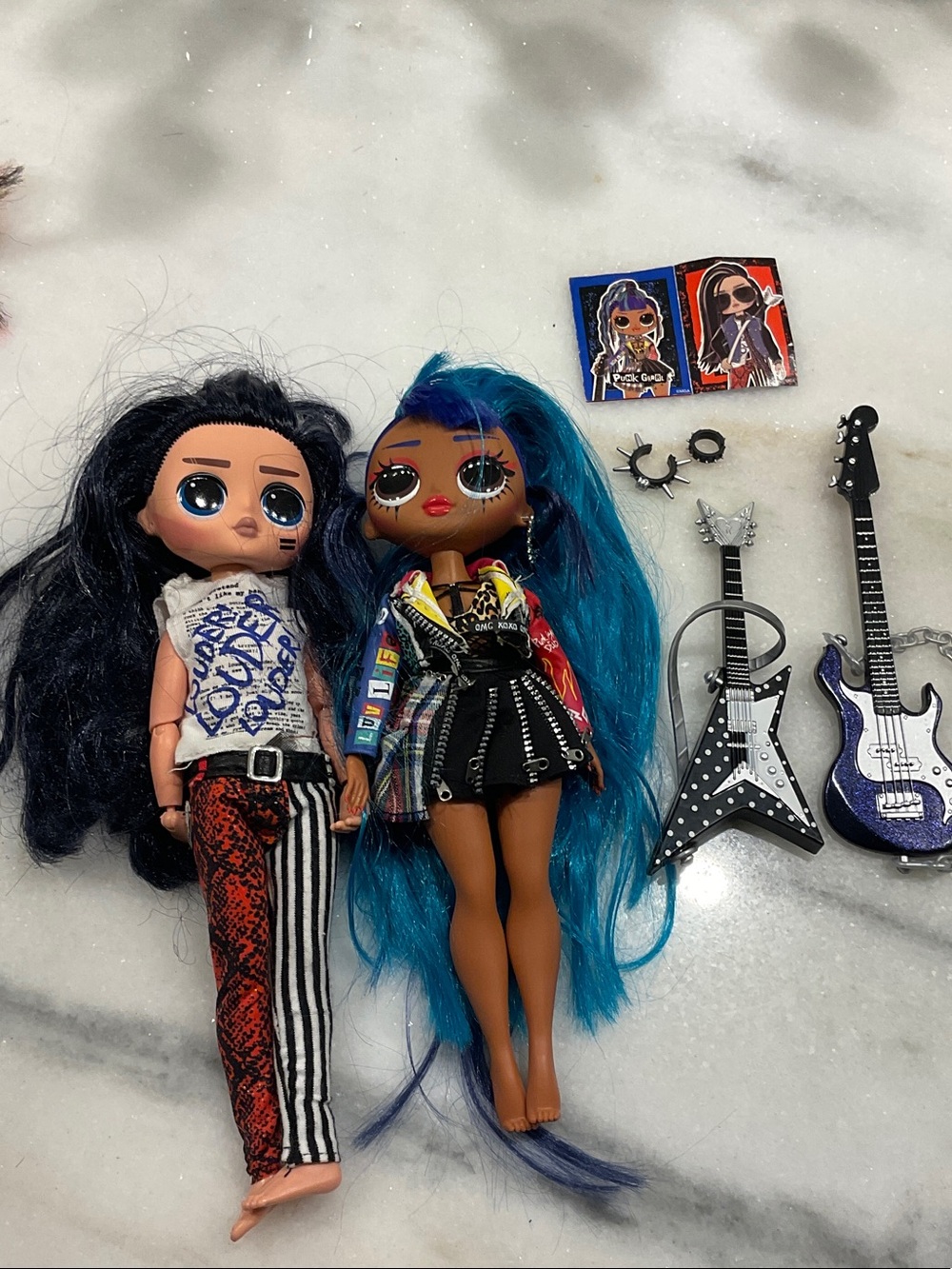 L.O.L. Surprise! Dolls with Bright Blue & Black Hair and Rock Accessories